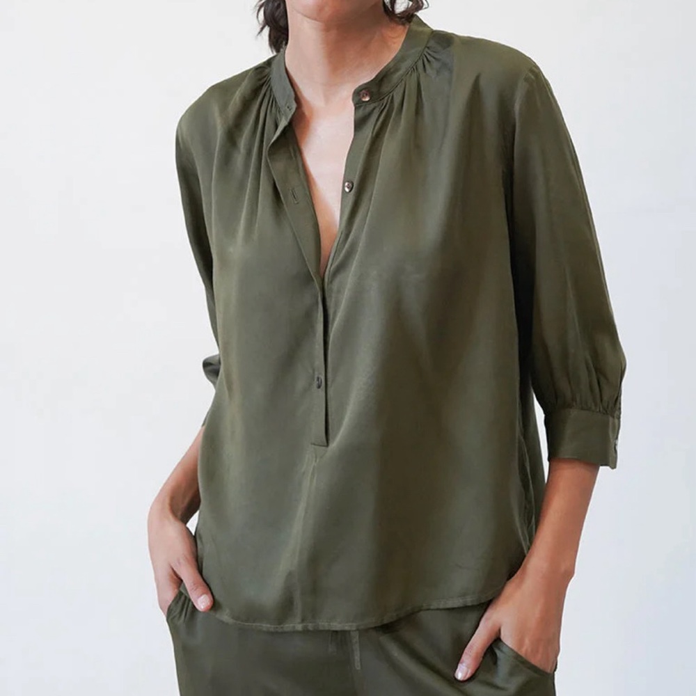 100% modal blouse in deep olive
